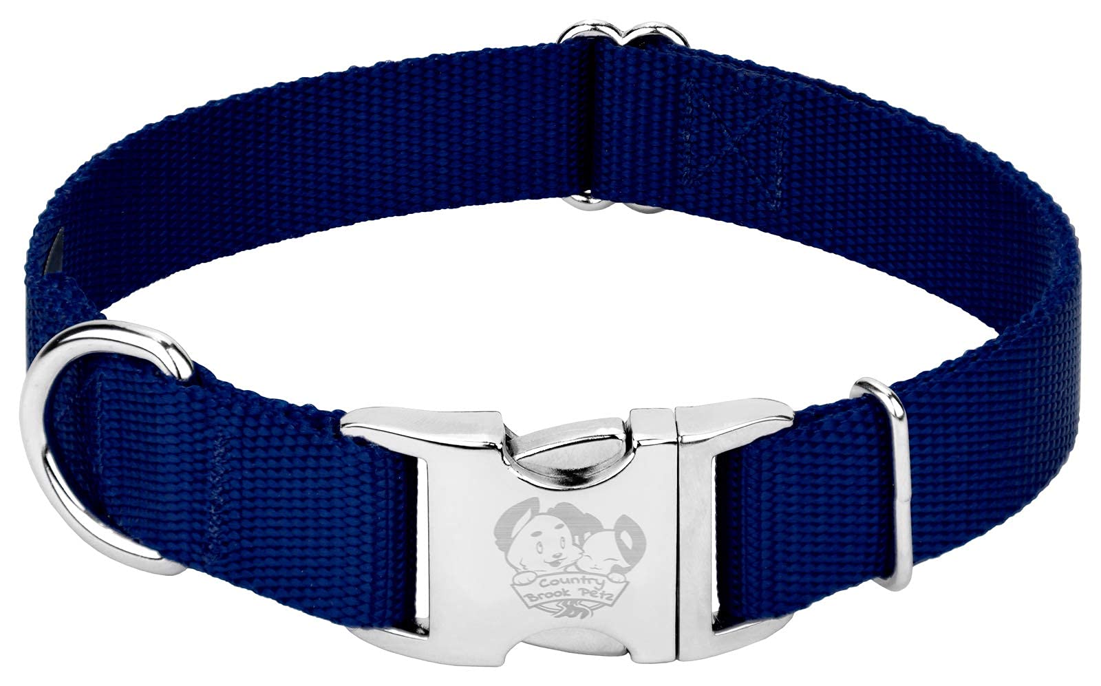 Country Brook Design - Vibrant 30+ Color Selection - Premium Nylon Dog Collar With Metal Buckle (Extra Large, 1 Inch, Royal Blue)