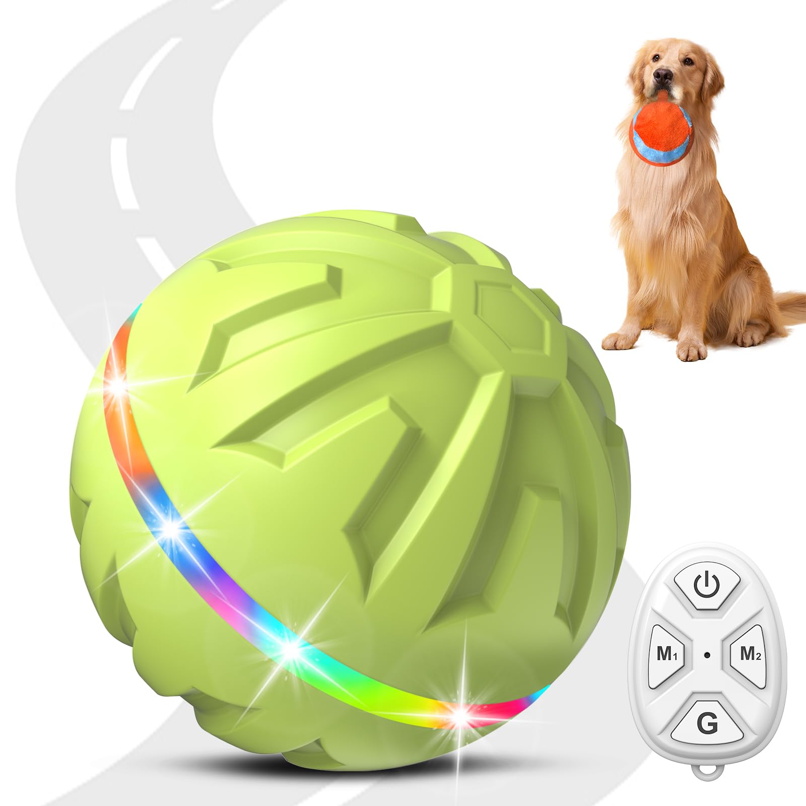 Bolpetizo Interactive Dog Toy - Ultra Ball With Remote Control Led Lights, Active Rolling Ball For Medium Large Dogs, Automatic 