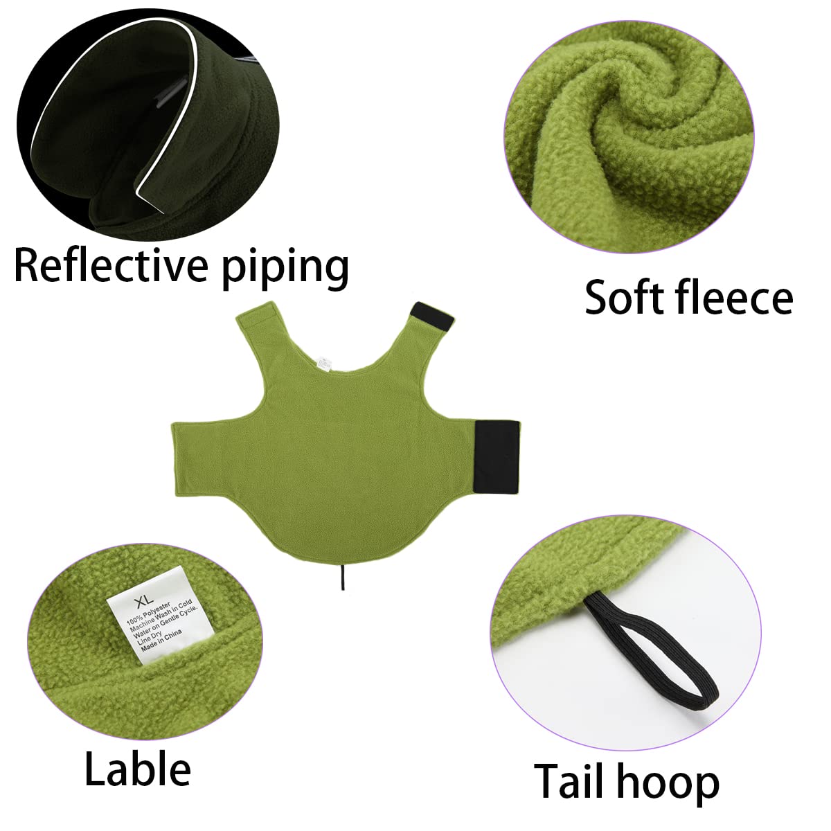 Fleece Dog Coat Pet Jacket Reflective For Cold Weather For Extra Large To Small Pets(Red,Xl)