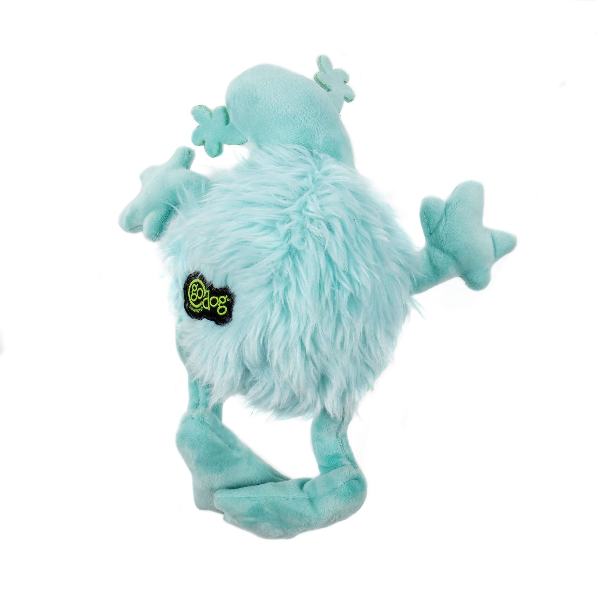 goDog PlayClean Germs Squeaky Plush Dog Toy with Odor-Eliminating Essential Oils, Chew Guard Technology - Seafoam, Small