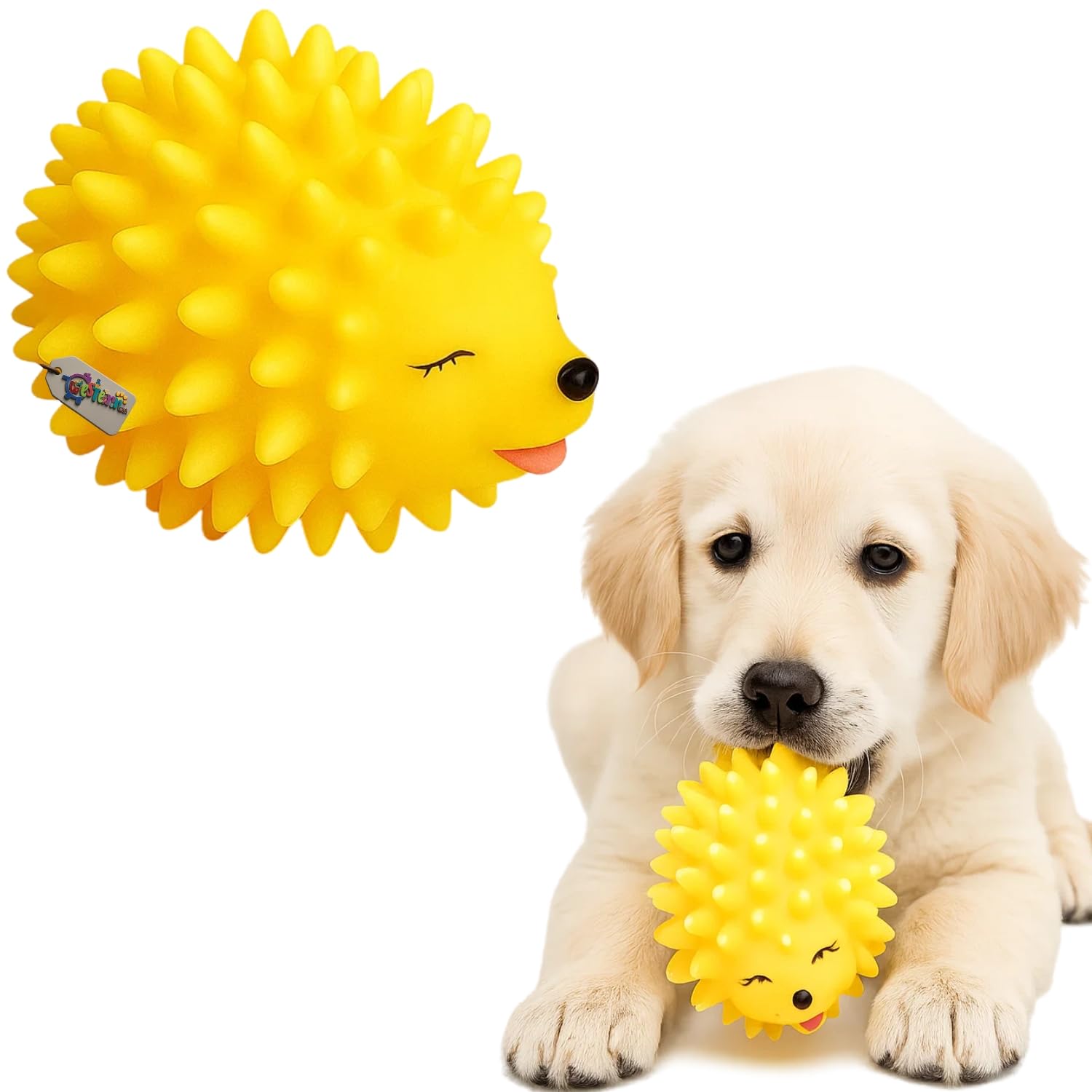 Western Era Green Porcupine Dog Squeaky Toy | Soft Chewable Hedgehog Shape for Dogs & Puppies | Spiky Texture for Oral Stimulati