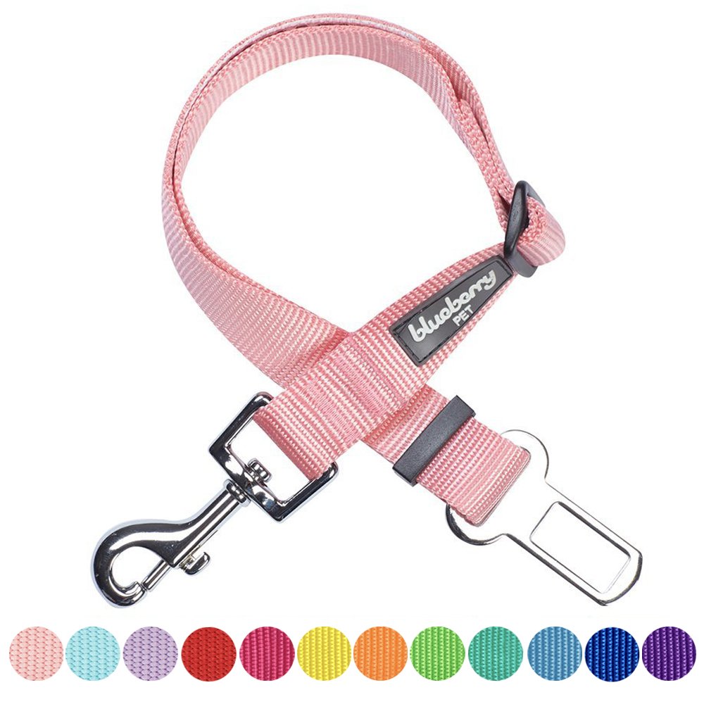 Blueberry Pet Essentials Classic Dog Seat Belt Tether For Dogs Cats, Baby Pink, Durable Safety Car Vehicle Seatbelts Leads Use With Harness