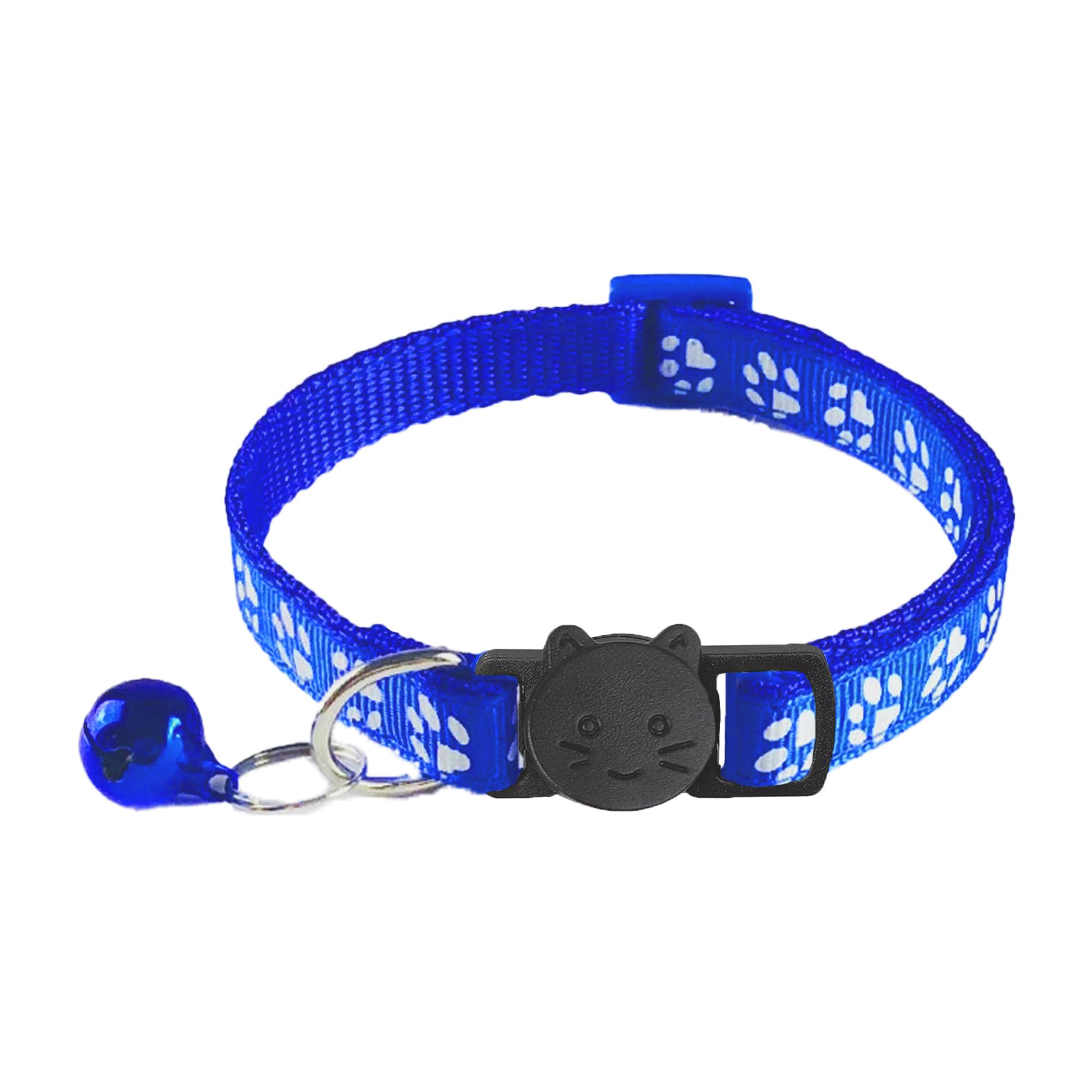 2 Pack Breakaway Cat Collars with Bells, Reflective Design and Claw Print Design, Safety Buckle Kitten Collars Adjustable from 7