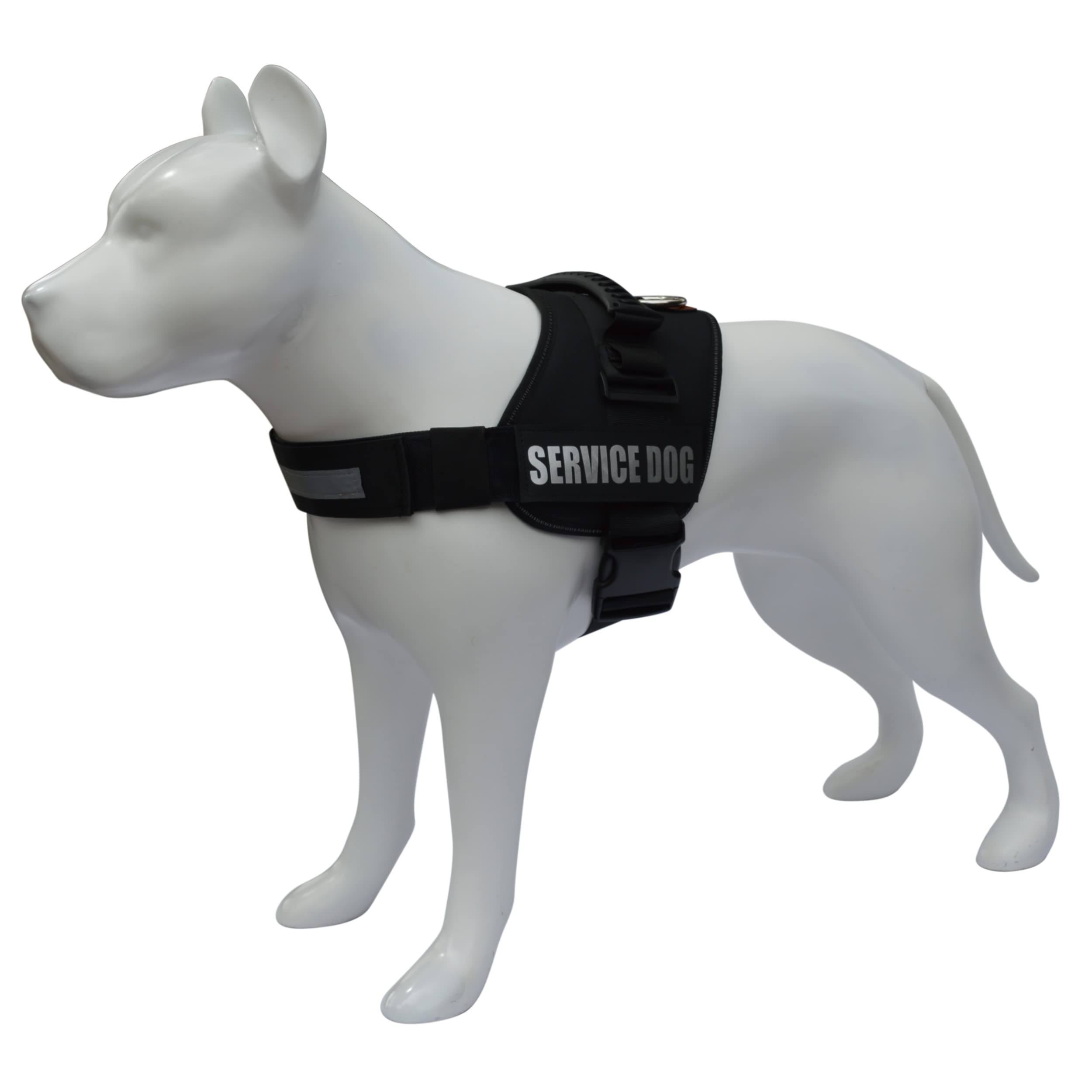 Albcorp Service Dog Vest Harness - Reflective - Woven Polyester And Nylon, Comfy Mesh Padding - Sizes From Xxs To Xl - Service Dog Patches Included. Black, Extra Large