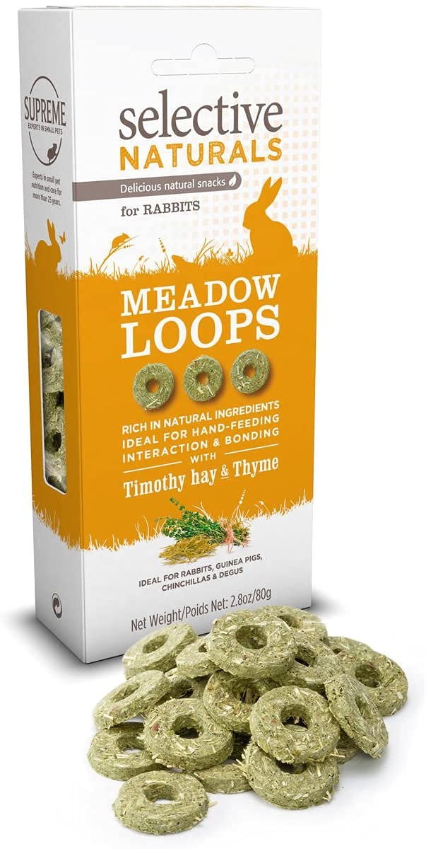 Selective Naturals Meadow Loops for Rabbits with Timothy Hay & Thyme 80g (Pack of 4)