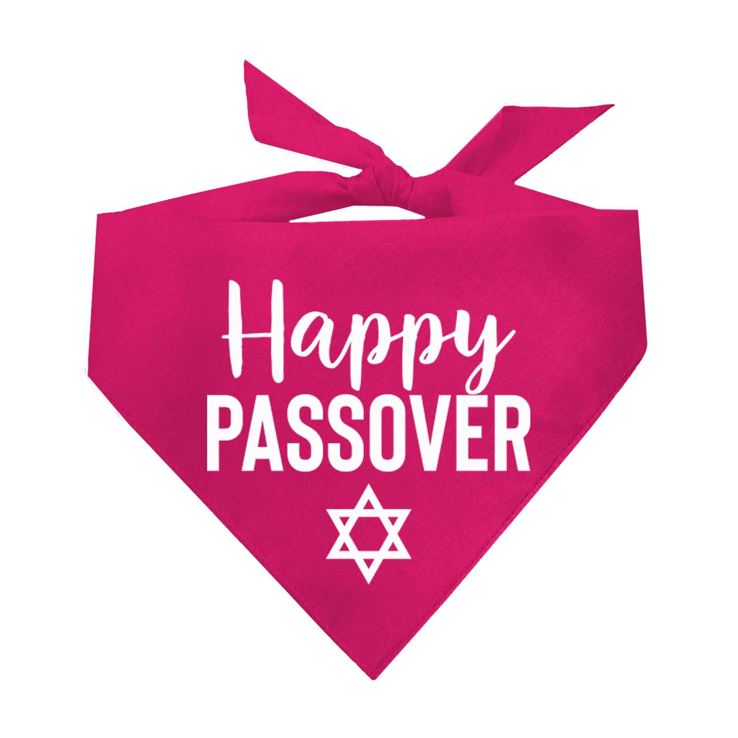 Happy Passover Jewish Star Dog Bandana | 100% Cotton Adjustable Triangle | Made In Usa | Jewish Holiday | Funny | Pesach | Hot P