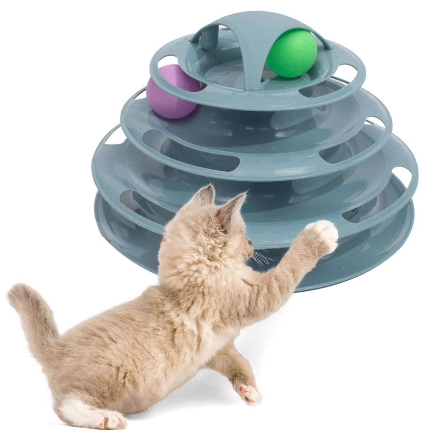 Western Era 3Level Cat Toy With Interactive Balls Exciting MultiTier Play Tower For Cats, Stimulates Curiosity & Hunting Inst