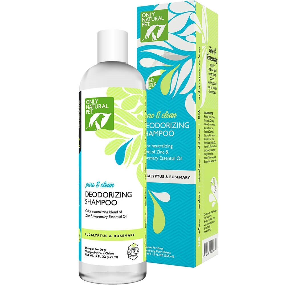 Only Natural Pet Pure And Clean Deodorizing Shampoo For Dogs - Ph Balanced Dog Shampoo, Eucalyptus & Rosemary Scent - 12 Fl Oz B