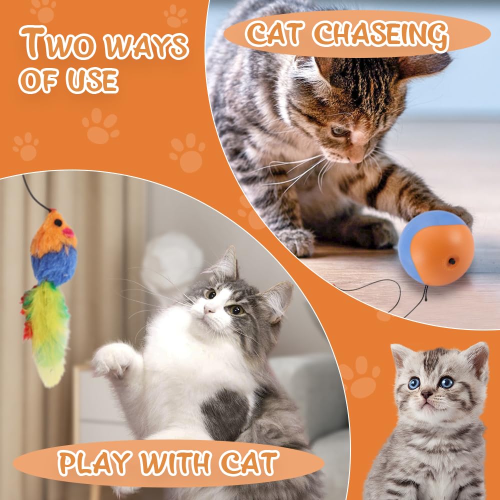 Cat Toy, Upgrade Interactive Cat Toys Ball With Motion Sensor, Automatic Cats Ball With Mouse Indoor Toy (With Silent Cover)
