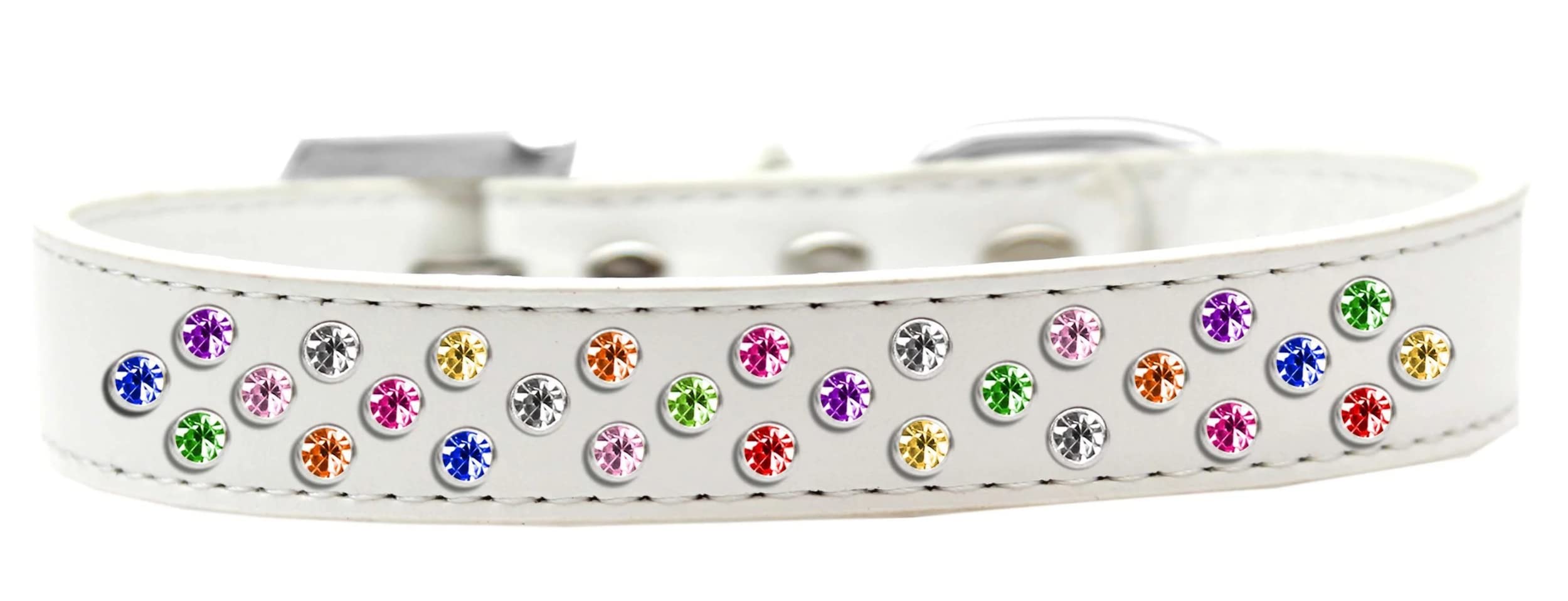 Mirage Pet Products Sprinkles Dog Collar with Confetti Crystals, Size 20, White