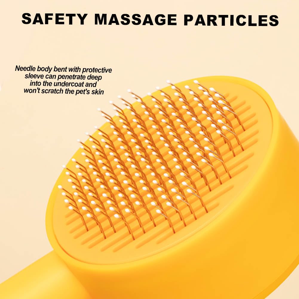 Small Cat Brush For Short Or Long Haired Cats Dogs Rabbits, Cute Dog Brush With Release Button For Massage And Removes Loose Fur