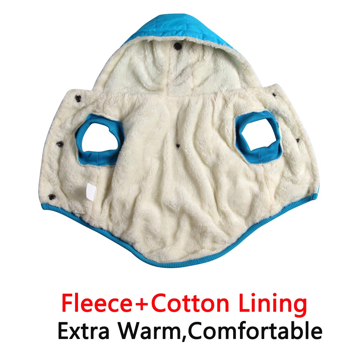 Vecomfy Fleece Lining Extra Warm Dog Hoodie In Winter,Small Dog Jacket Puppy Coats With Hooded,Light Blue S