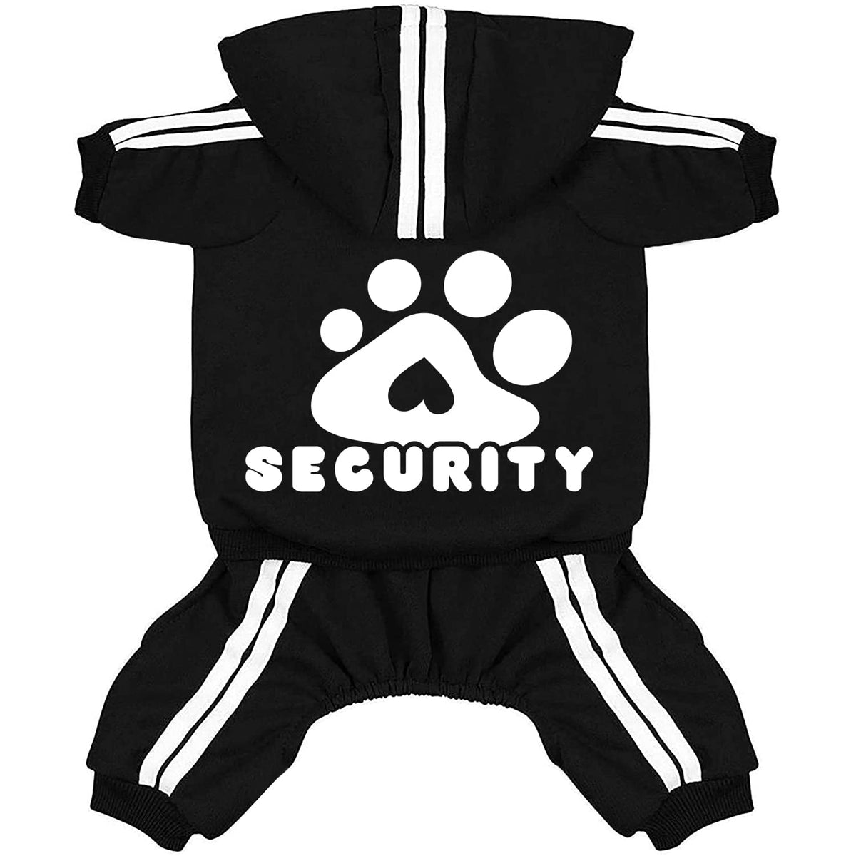 Otunrues Dog Hoodie, Dog Clothes Pullover 4 Legs Dog Jumpsuit Fleece Sweatshirt Security Patterns Dog Outfit Doggie Winter Coat Puppy Hoodied For Small Medium Large Dogs Cats Apparel(Black, Xxs)