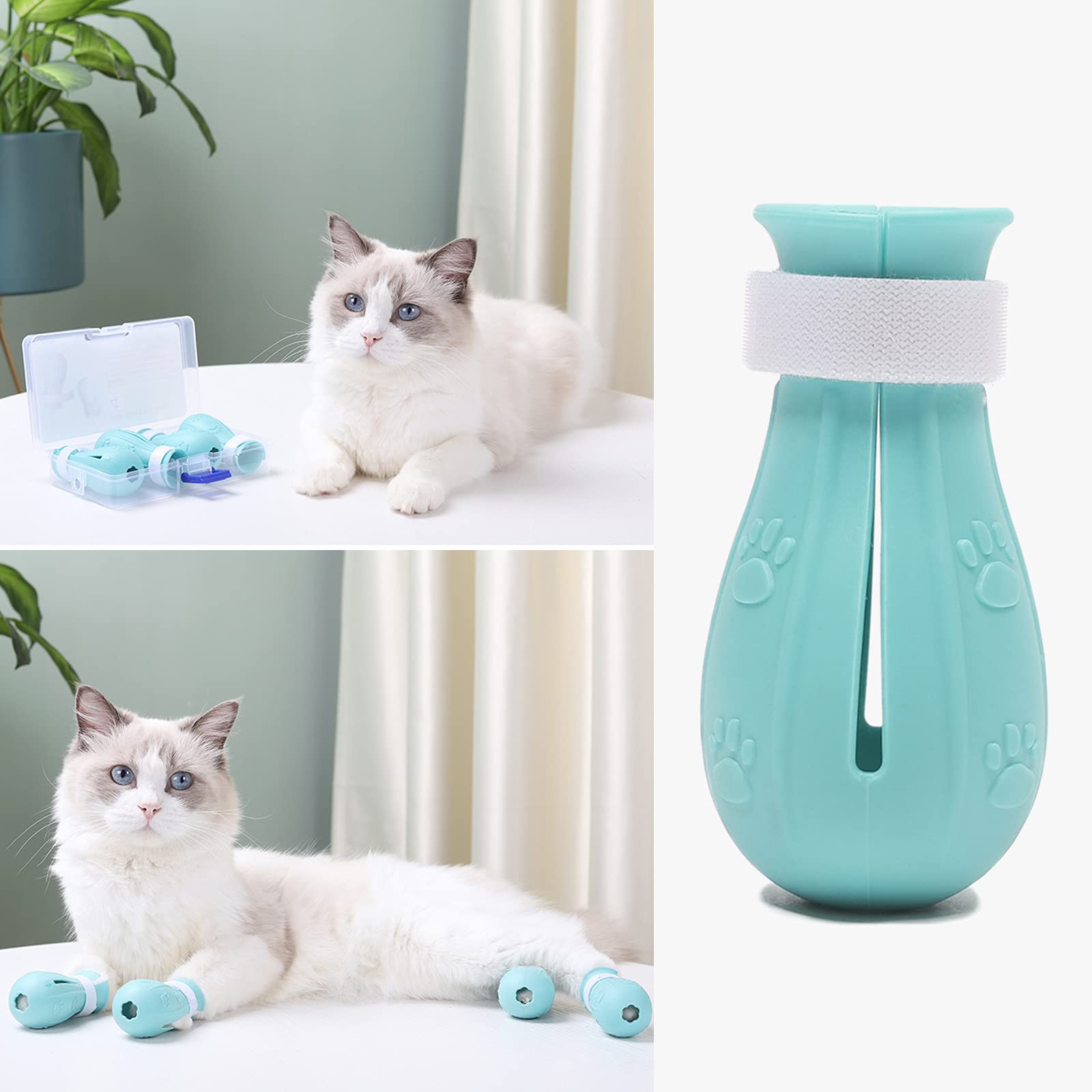 4Pcs Cat Boots For Cats Only Paw Covers Protectors Claws Shoes Paws Wound Boot Silicon Anti Scratch Cat Mittens For Bathing, Nai