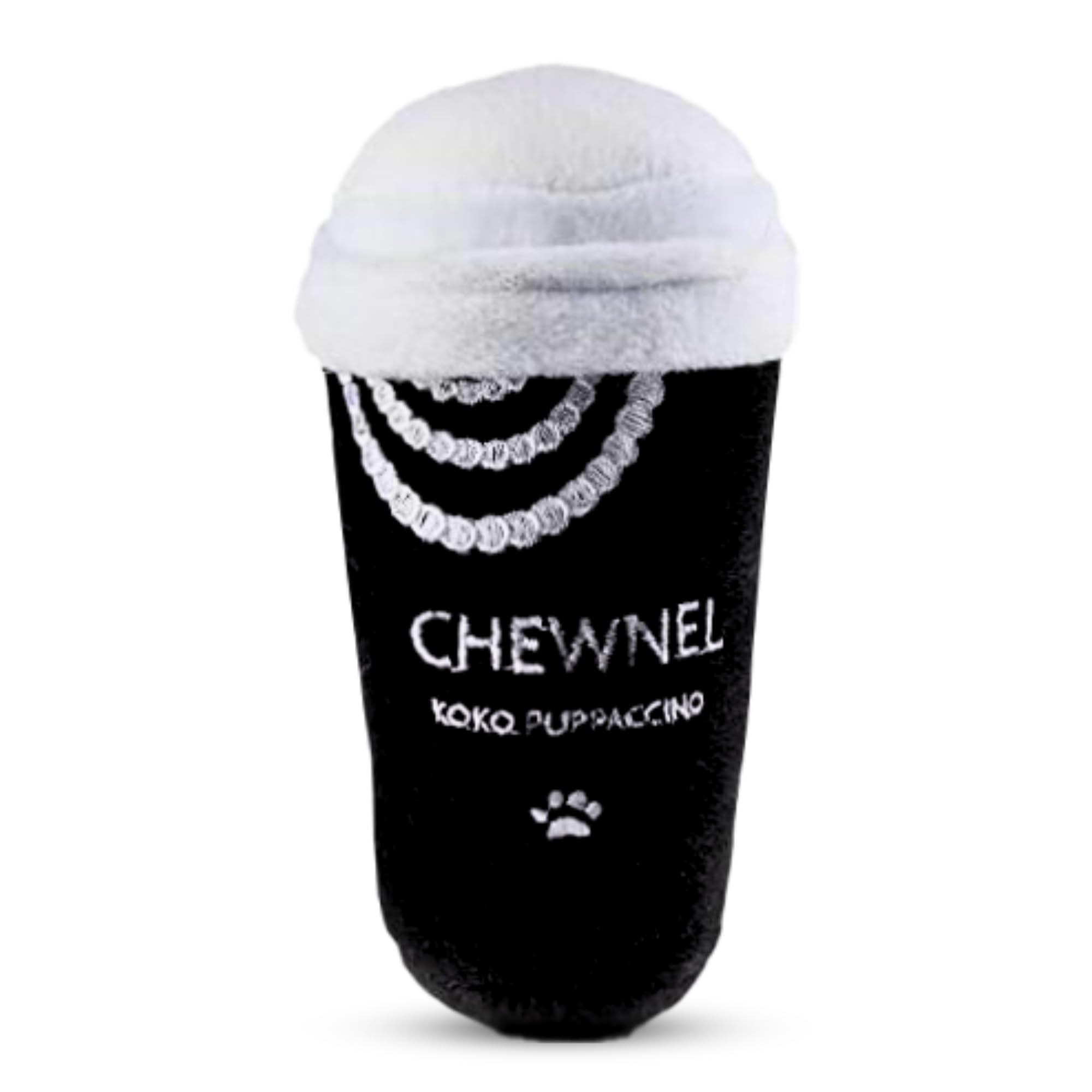 Dog Diggin Designs Chewnel Puppaccino Plush Dog Toy | Luxury-Inspired Parody Coffee Cup with Squeaker, Soft Plush Coffee-Themed 