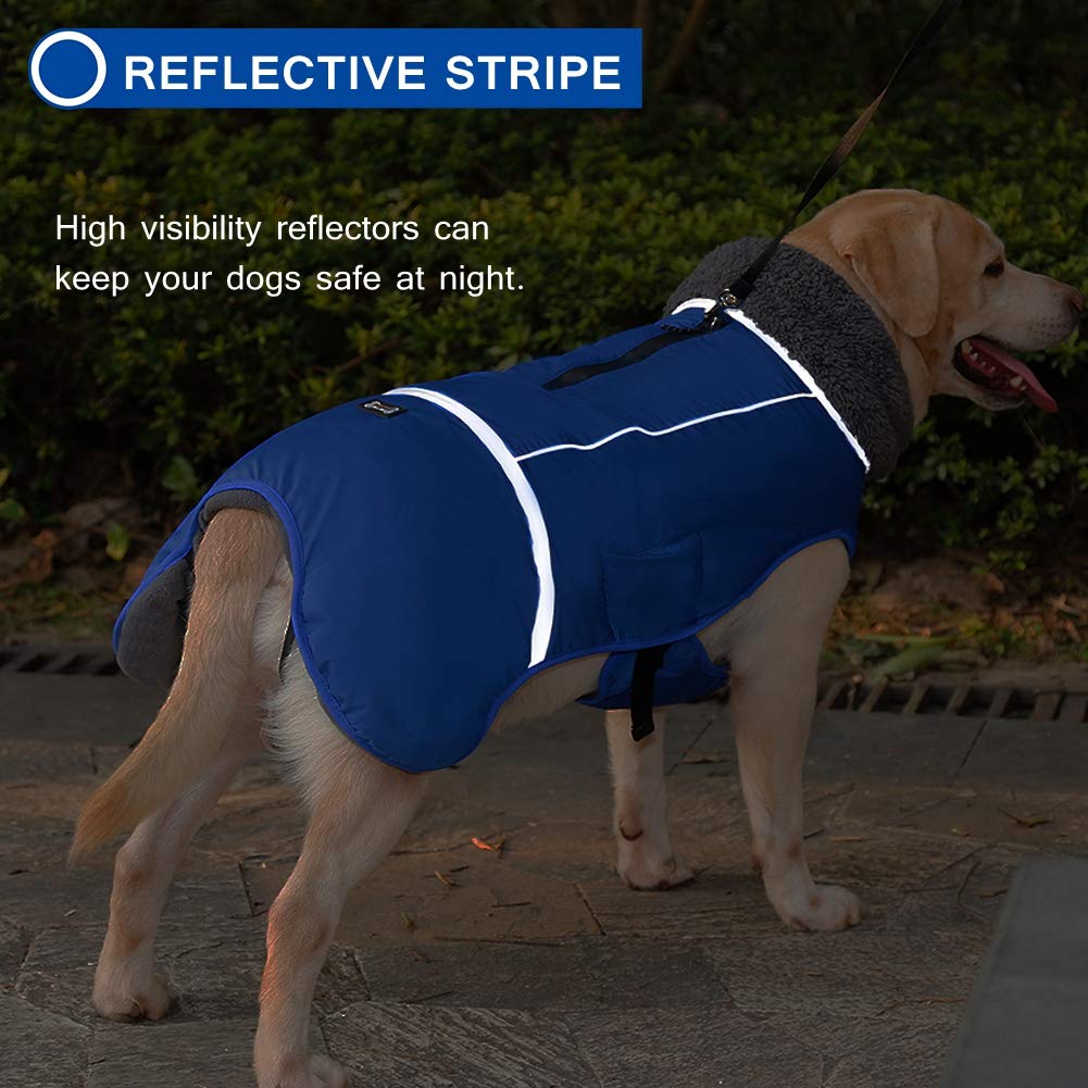 Qbleev Warm Dog Coat Reflective Dog Jacket, Waterproof Dog Winter Coat Turtleneck Dog Clothes For Cold Weather, Thick Fleece Lined Dog Outfit Pet Vest Apparel Snowsuit For Small Medium Large Dogs