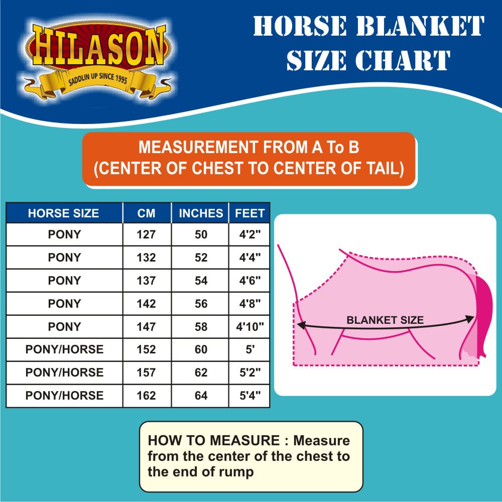 Hilason Black 64 In 600D Winter Waterproof Poly Pony Horse Blanket Black | Horse Blanket | Horse