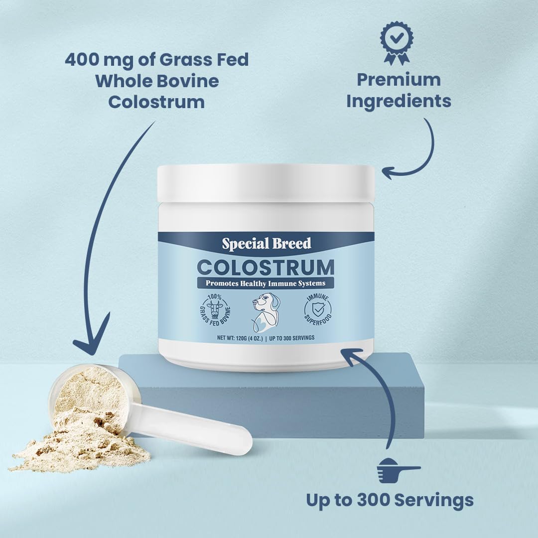Special Breed Bovine Colostrum for Dogs and Cats, Immune Support Supplement for Allergy and Itch Relief, Grass Fed Colostrum Pow