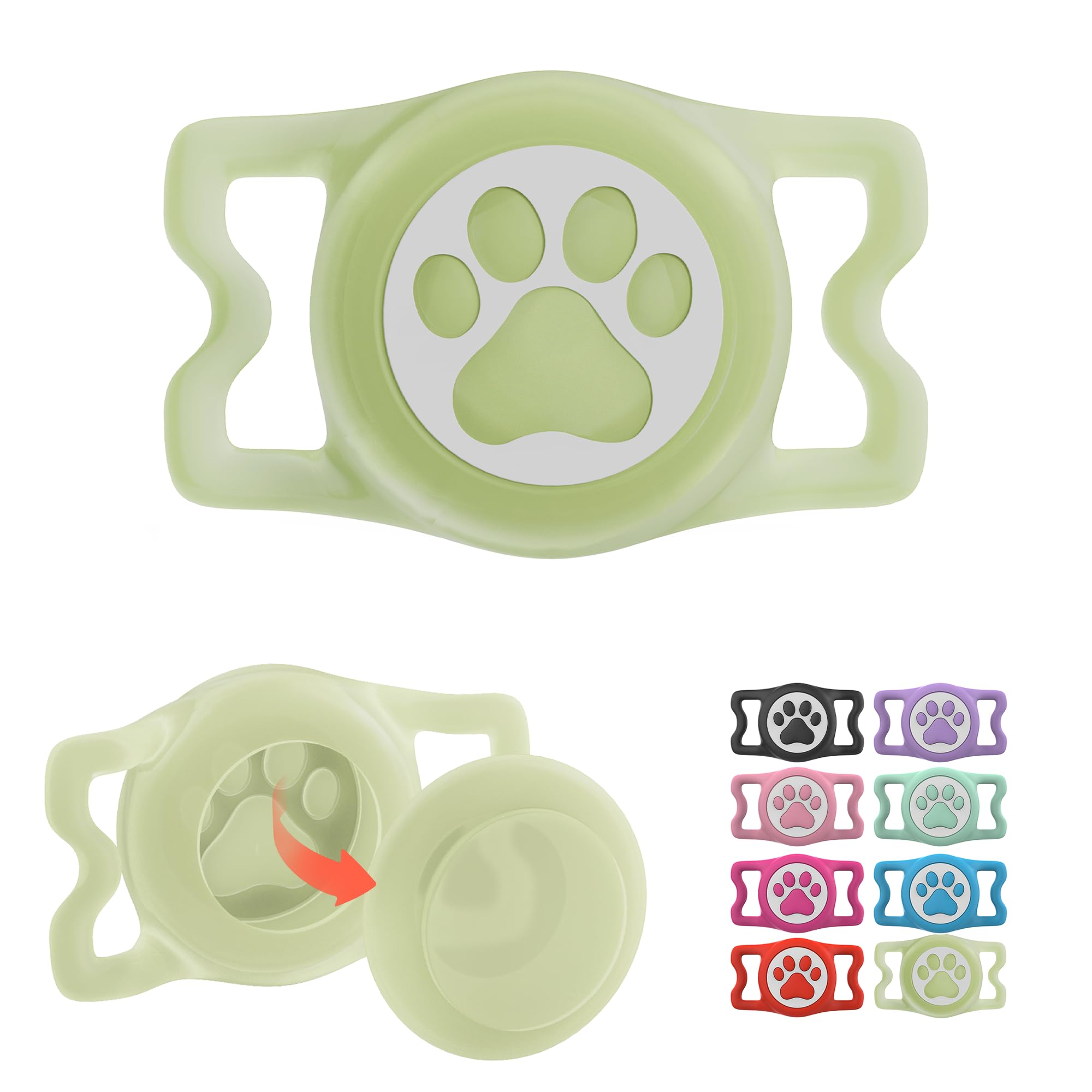 Ilfindyou Waterproof Airtag Dog Collar Holder For Apple Air Tag, Silicone Dog Airtag Holder For Dogs & Cats Collars(Luminous)