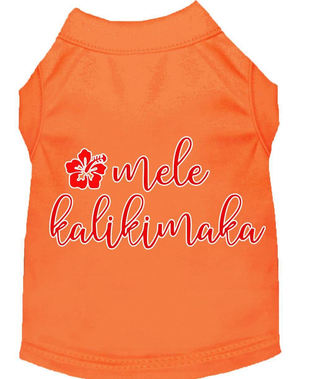 Christmas Pet Dog & Cat Shirt Screen Printed, &quot;Mele Kalikimaka&quot; Orange 2XL (20-25 lbs.)