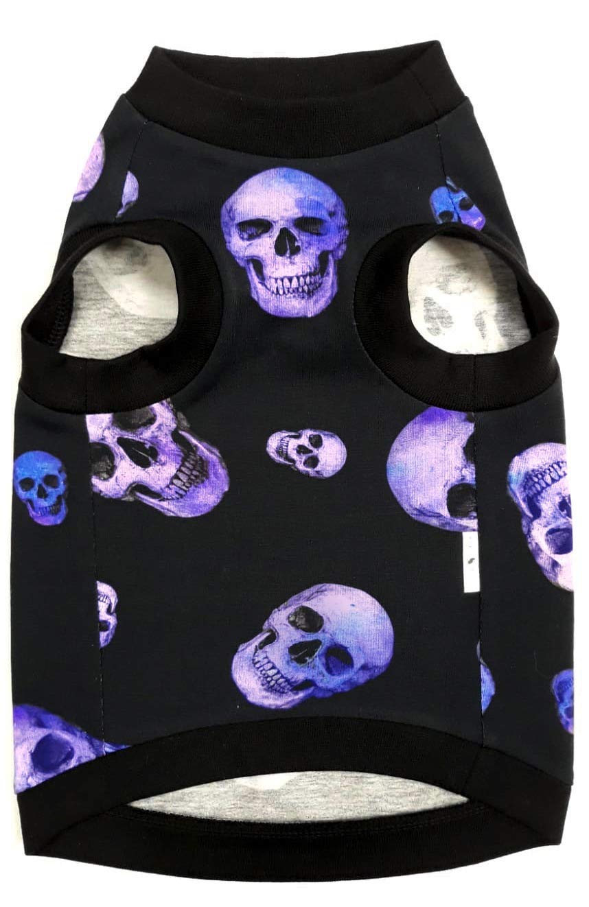 Kotomoda Hairless Cat'S Cotton Stretch T-Shirt Purple Sculls For Sphynx Cats (L)