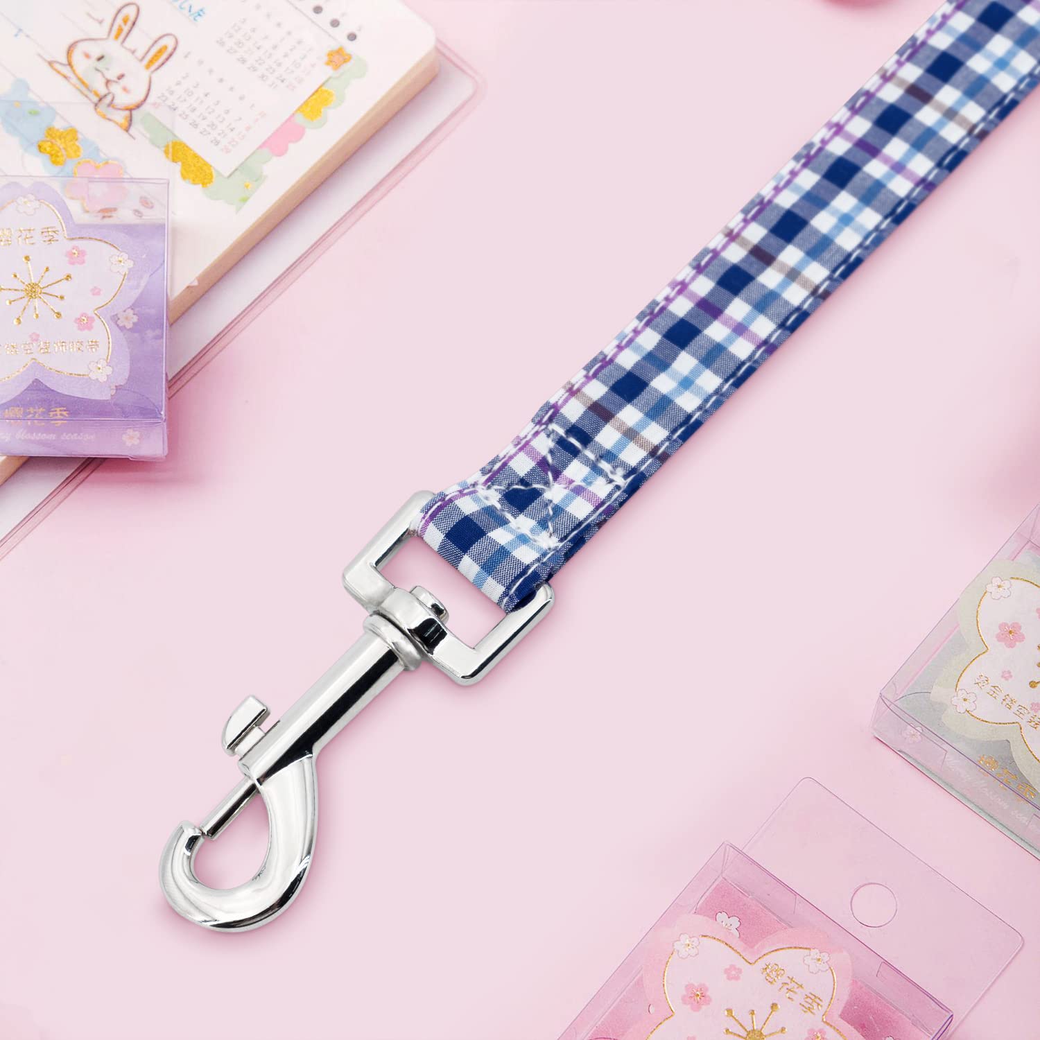 Tunkoo Dog Leash Plaid With Soft Comfy Cotton Handle