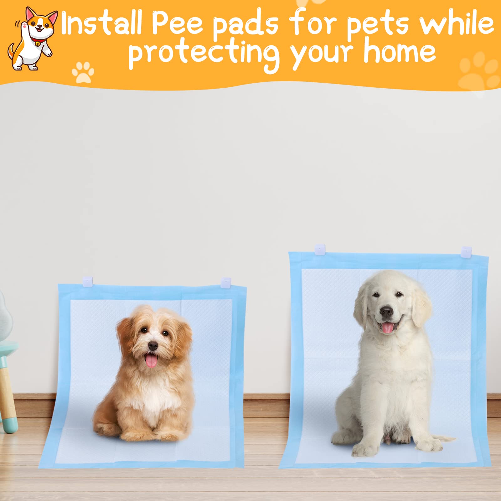 Yalikop 12 Pcs Wall Pee Pad Holder Dog Potty Training Pad Sticky Wall Clip Transparent Adhesive Clips With 6 Pcs Strong Adhesive