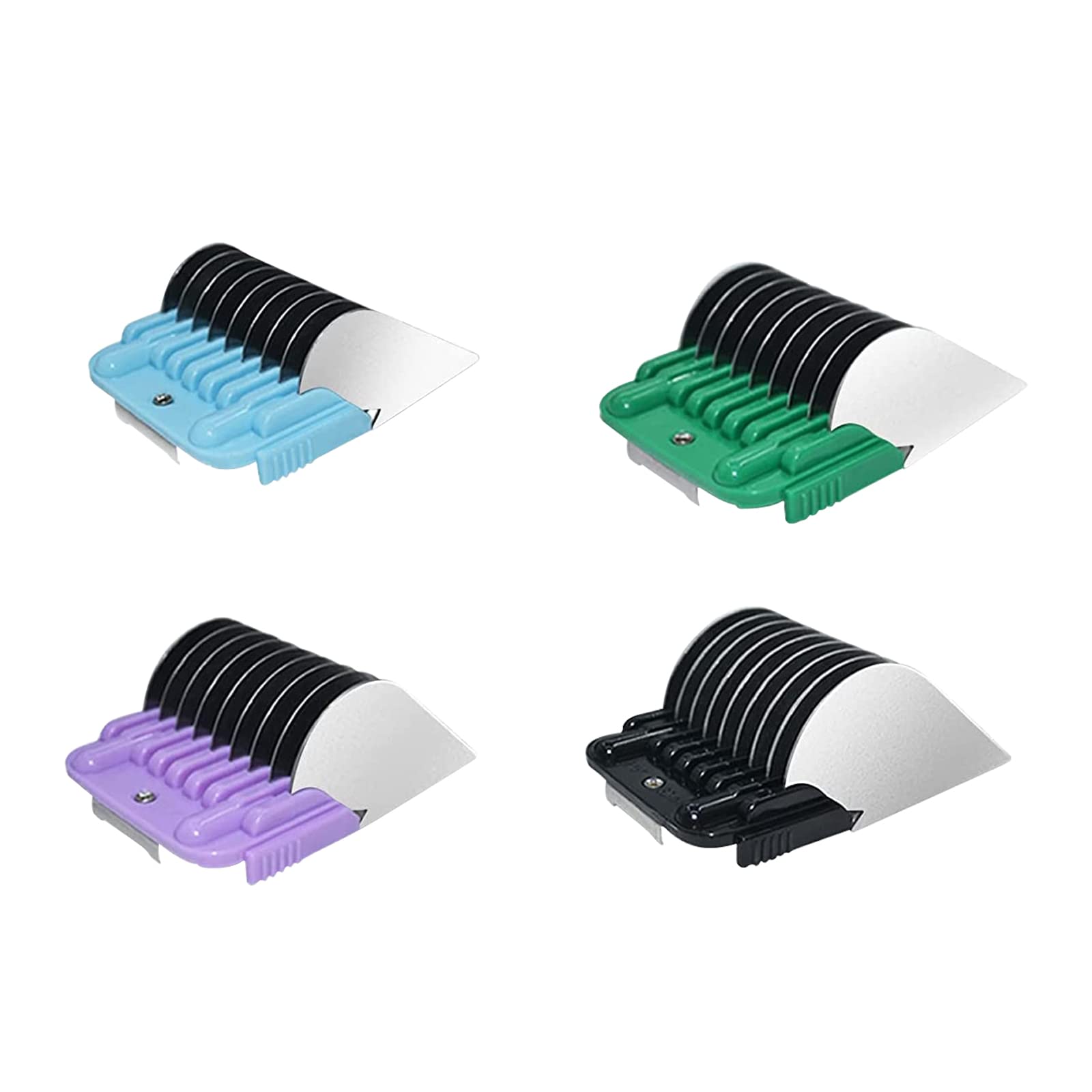 Dodaer Professional Animal Stainless Steel 4 Color Guide Comb Set For 10#/15#/30#Detachable Blade,Compatible With Andis, Oster A