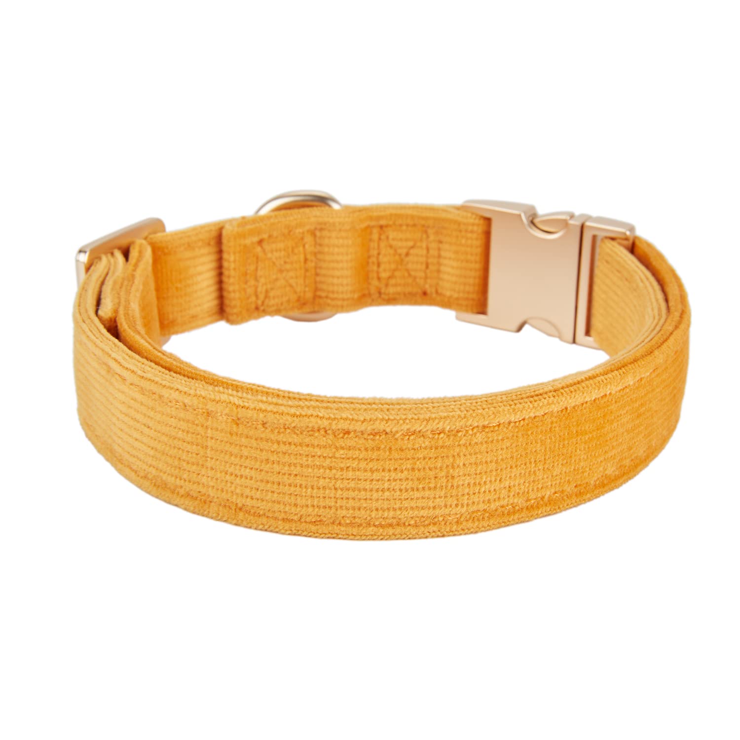 Petiry Soft Corduroy Fibric Dog Collar with High Grade Metal Buckle, for Small Dogs.(Orange,Small:10-15'')