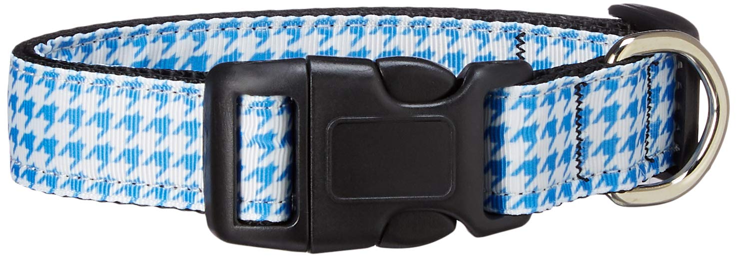 Pet Dog & Cat Nylon Collar or Leash, &quot;Houndstooth Blue&quot; MD Collar