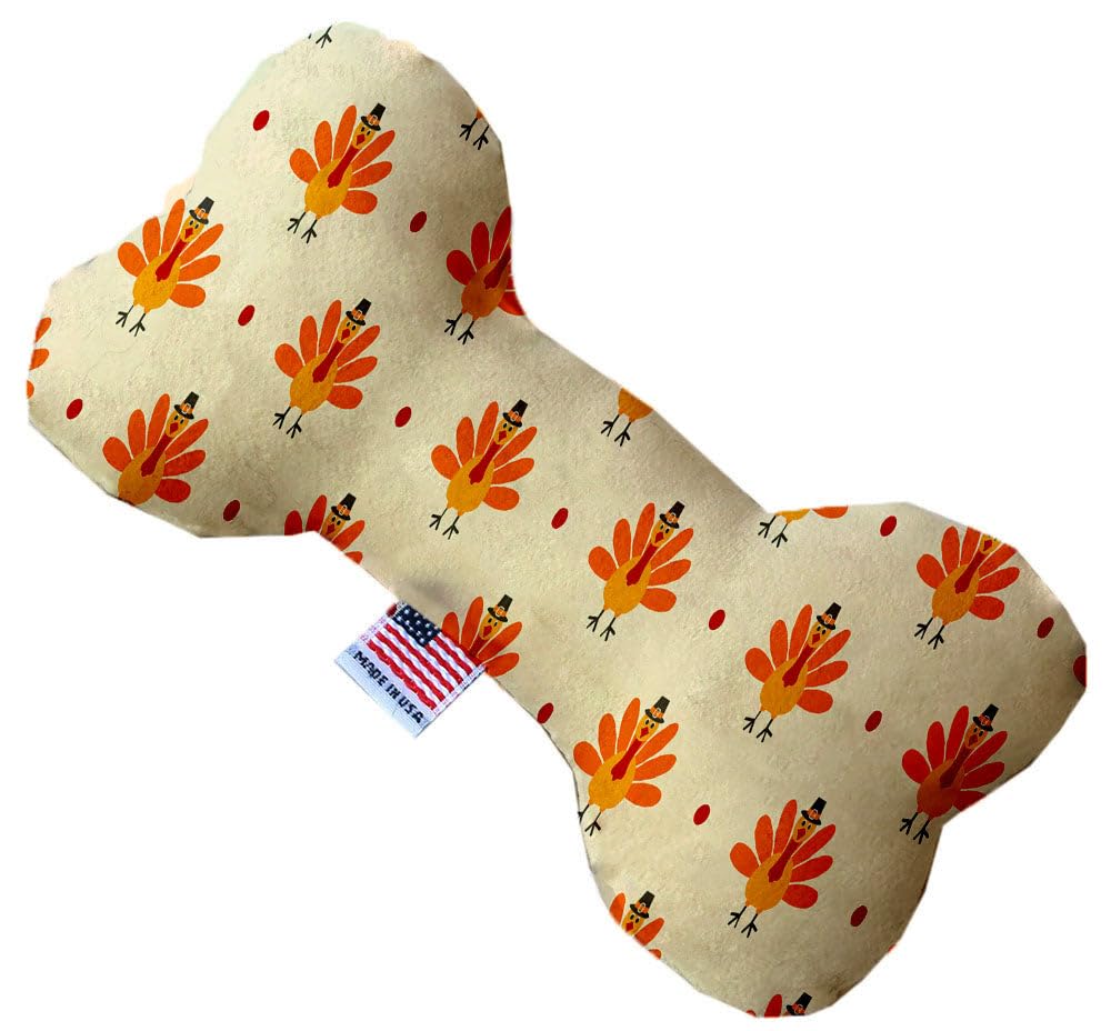 Pet and Dog Plush Heart or Bone Toy, &quot;Fall Harvest Group&quot; (Available in different sizes, and 12 different pattern options!) Turkey Trot 6&quot; Plush Bone