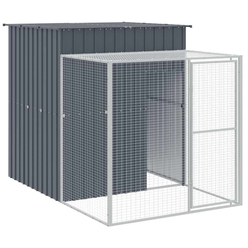 vidaXL Chicken Cage with Run - 65x98.8x71.3 Anthracite Galvanized Steel coop, Suitable for Play, Exercise and Training of Chicke