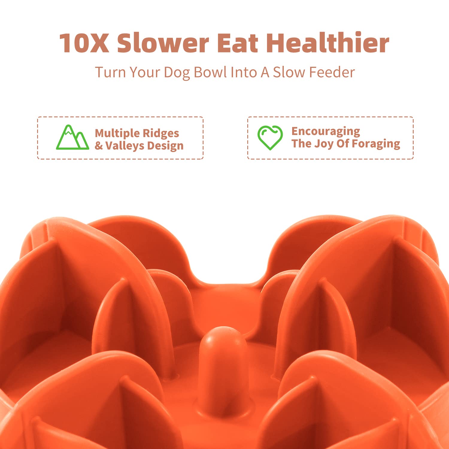 Jaoul Dog Bowl Slow Feeder, Cuttable Slow Feeder Bowl Insert For Small Medium Large Size Dog Bowls (Small, Orange)