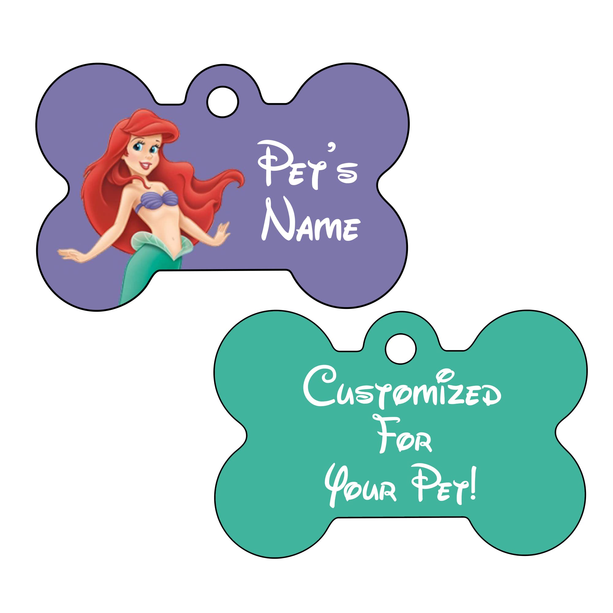 Double Sided Pet Id Tags For Dogs & Cats Personalized For Your Pet (Ariel, Bone Shaped)