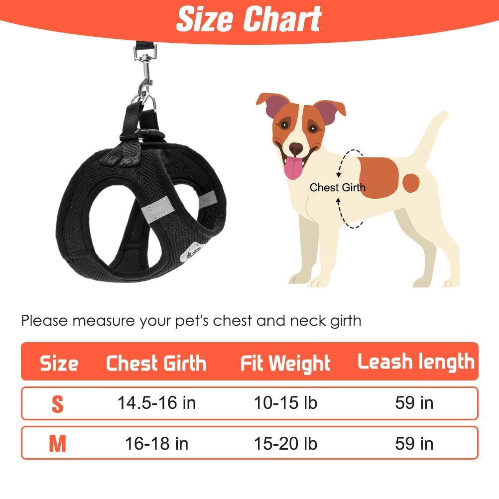 Pawchie Puppy Harness And Leash Set - Soft Mesh Dog Vest Harness, Reflective & Adjustable Harness For Small To Medium Dogs, Cats And Puppies
