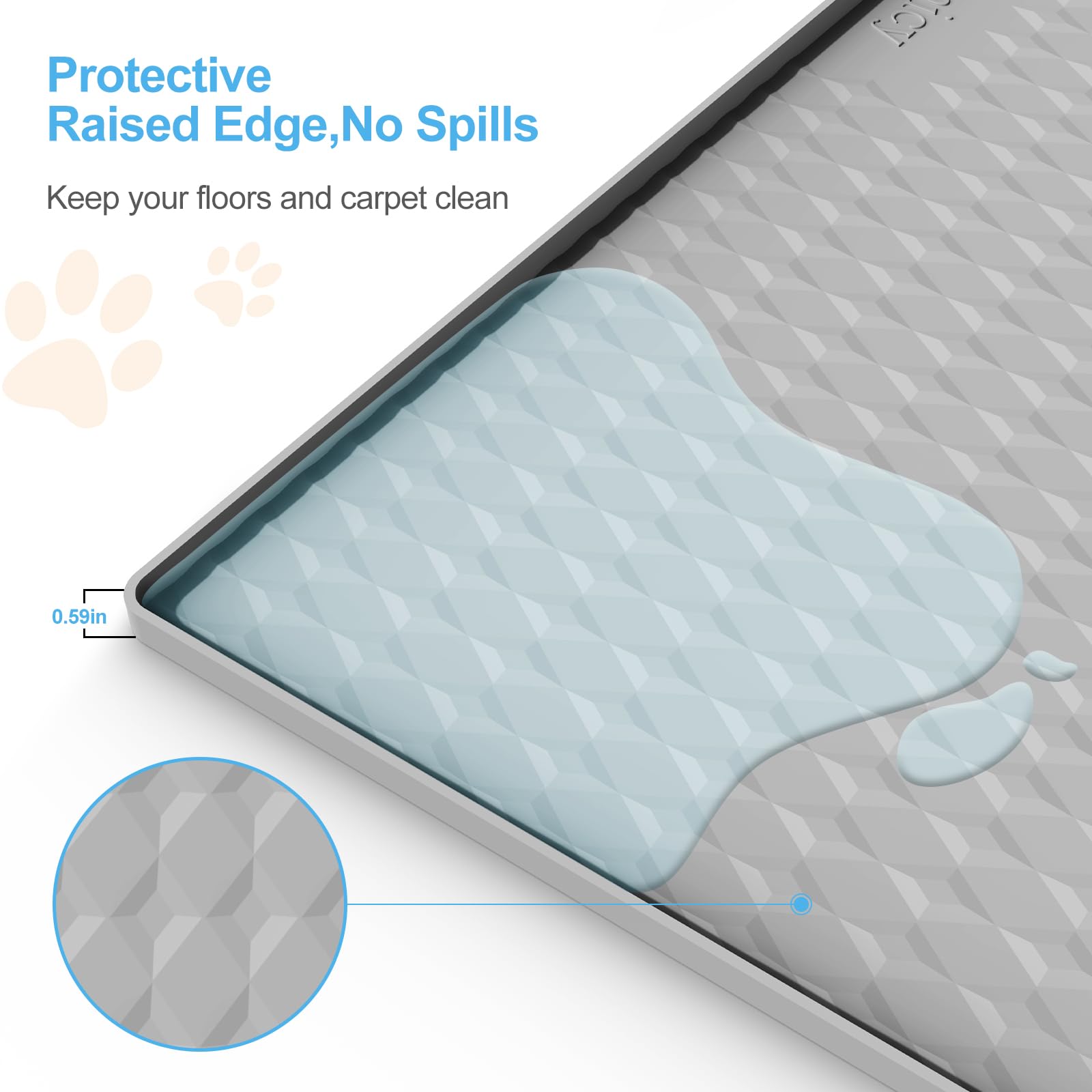 Pee Pad Holder For Dogs,Silicone Dog Puppy Pad Holder, 24 X 24 No Spill Raised Lip High Edge,Portable, Leak-Proof Mat Holder For