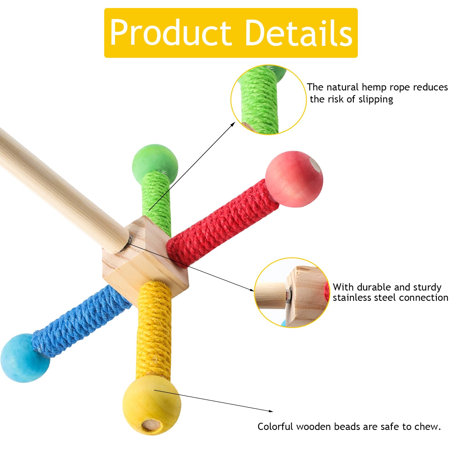 Maxqzin Bird Stand Perch Toy, Bird Training Stands For Parrots, Wood Bird Perch Stand, Parrot Cage Top Wooden Branches For Stand