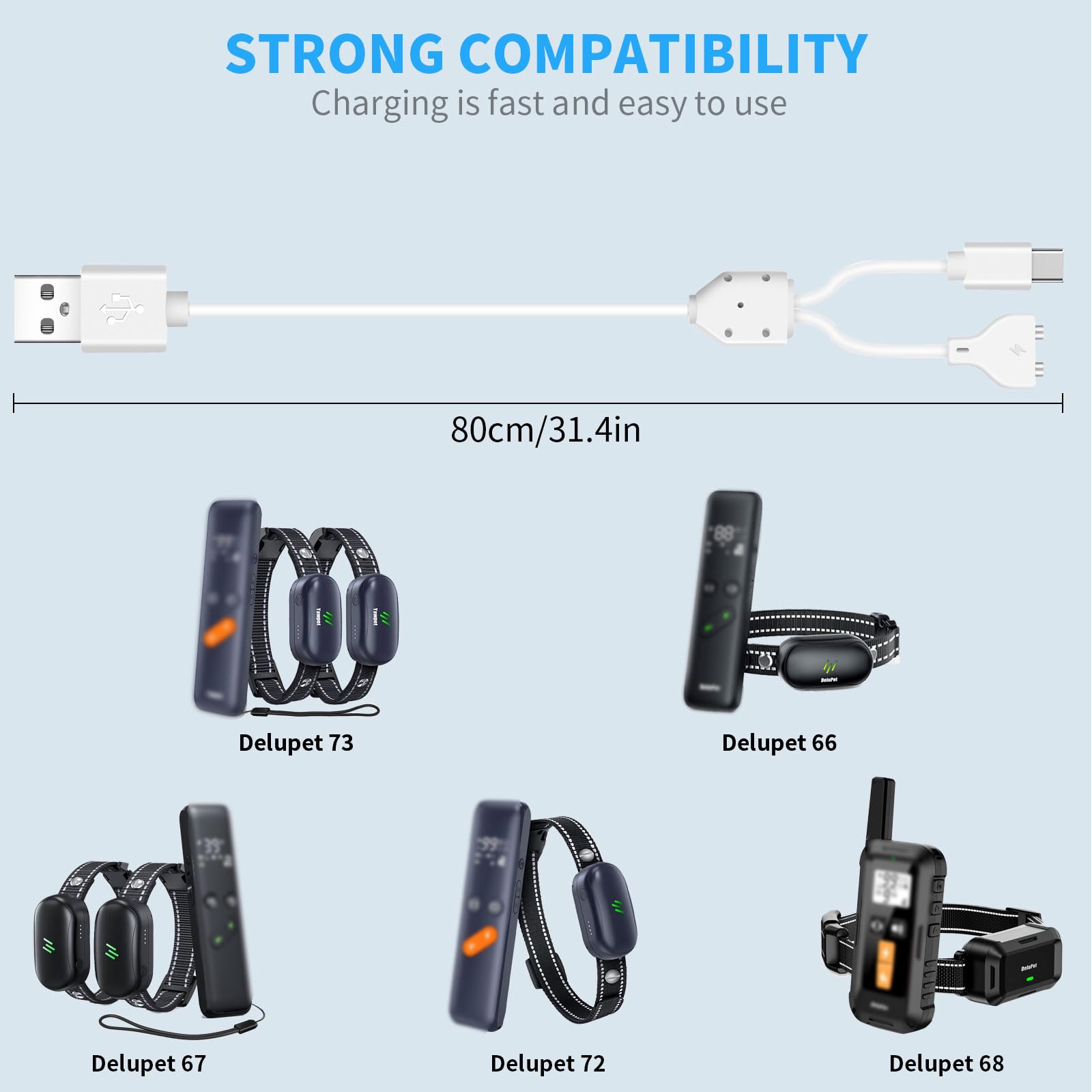 Merom For Delupet Dog Training Collar Charger Replacement, Power Cable Compatible With Yawpet Dog Shock Collar, 2-In-1 Magnetic