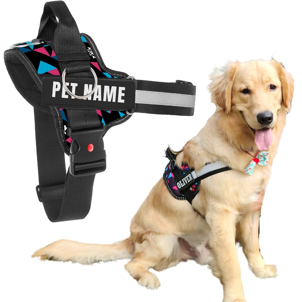 Kika Pets Personalized Dog Harness|Dog Harness With Name|Customized Dog Vest Harness, Large Size (For 2135 Kilograms Dogs), Mul