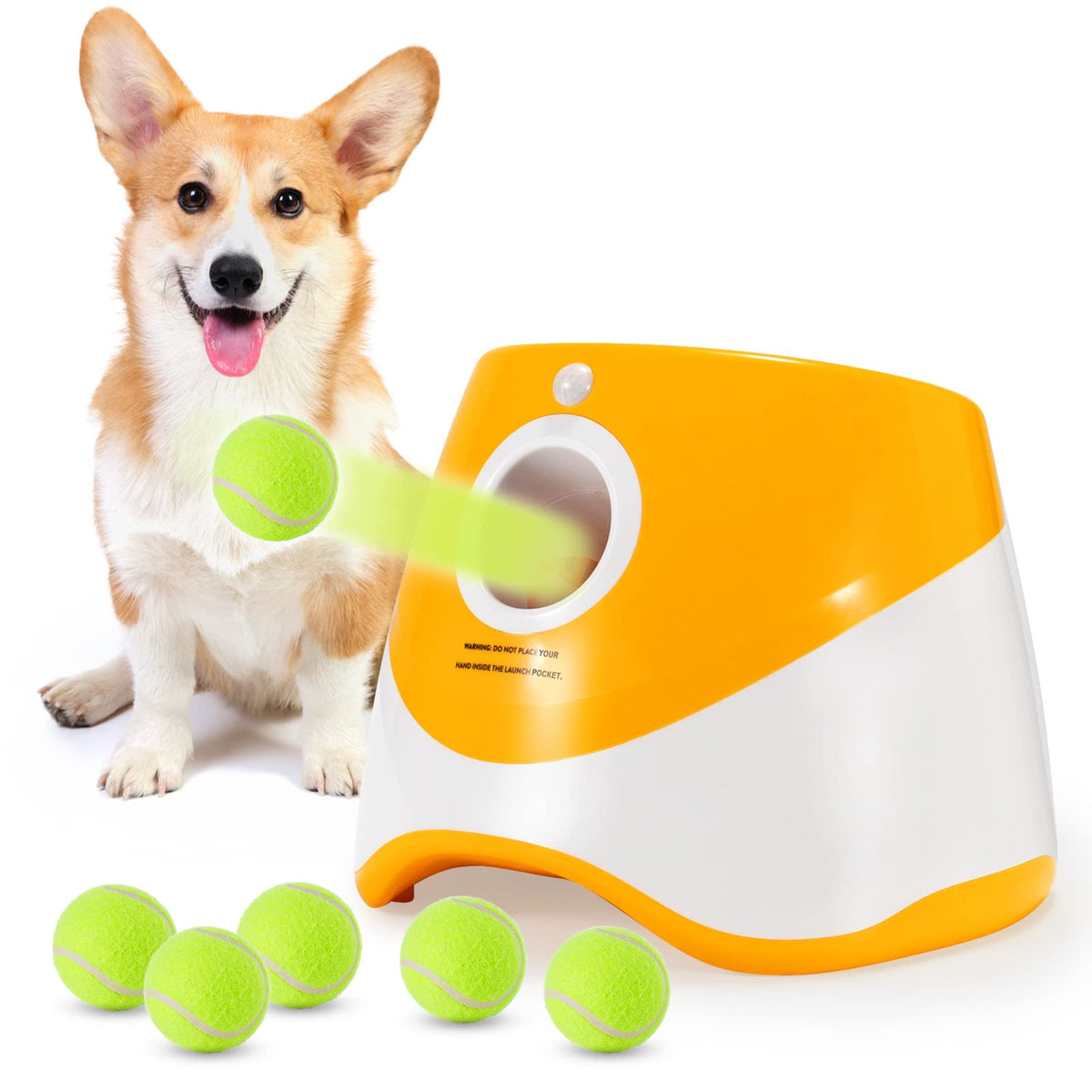Soco Automatic Ball Launcher For Small Dogs, Usb Rechargeable Thrower,10-30 Ft, Indoor& Outdoor Tennis Ball Thrower, 6Pcs Mini T