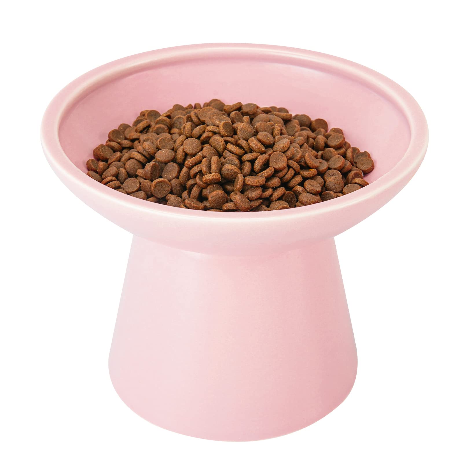 CEEFU Extra Wide Elevated Ceramic Cat Food Bowl - 6.2 Shallow Dish for Whisker Fatigue Relief, 5 Height for Easy Feeding, Lead &