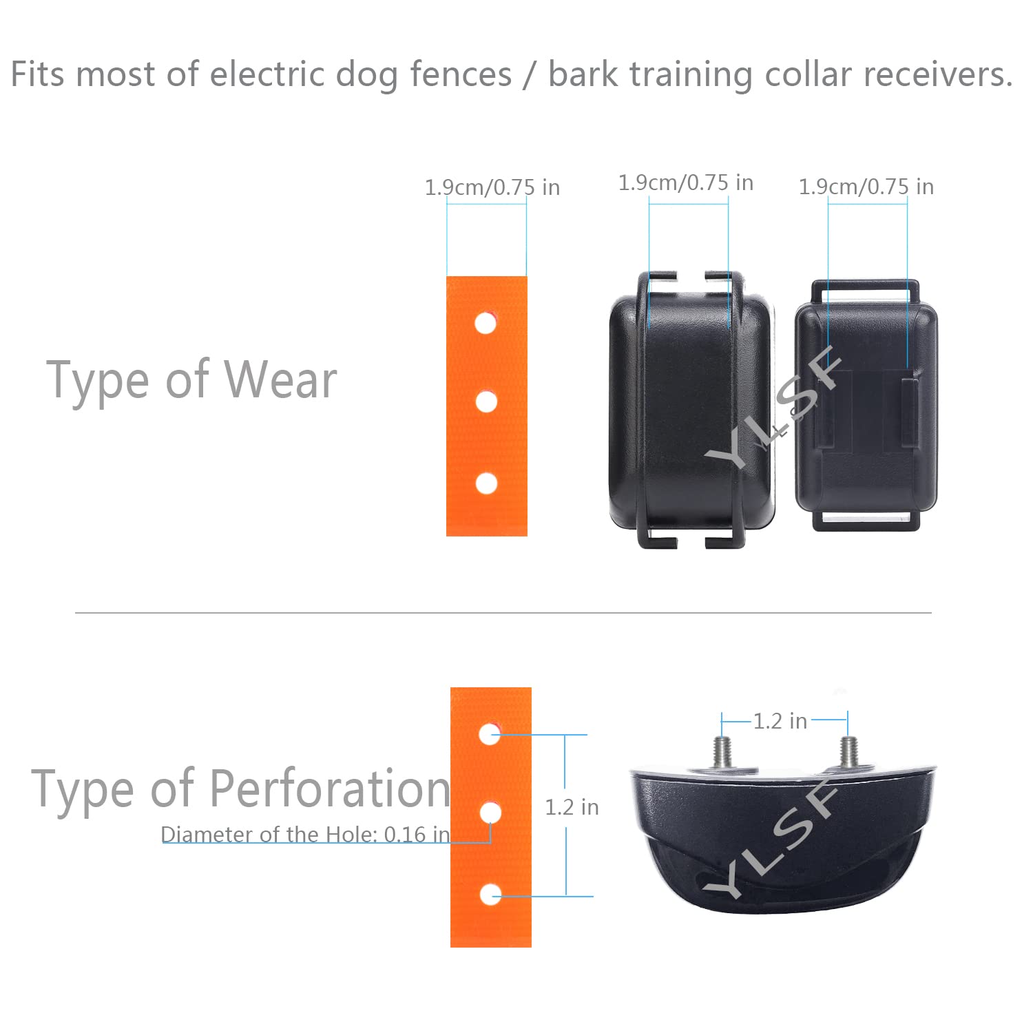 Dog Collar Strap For Most Of Electronic Training Shock Collar Receivers-Adjustable Durable Waterproof Odorless 3/4 Inch Collar R