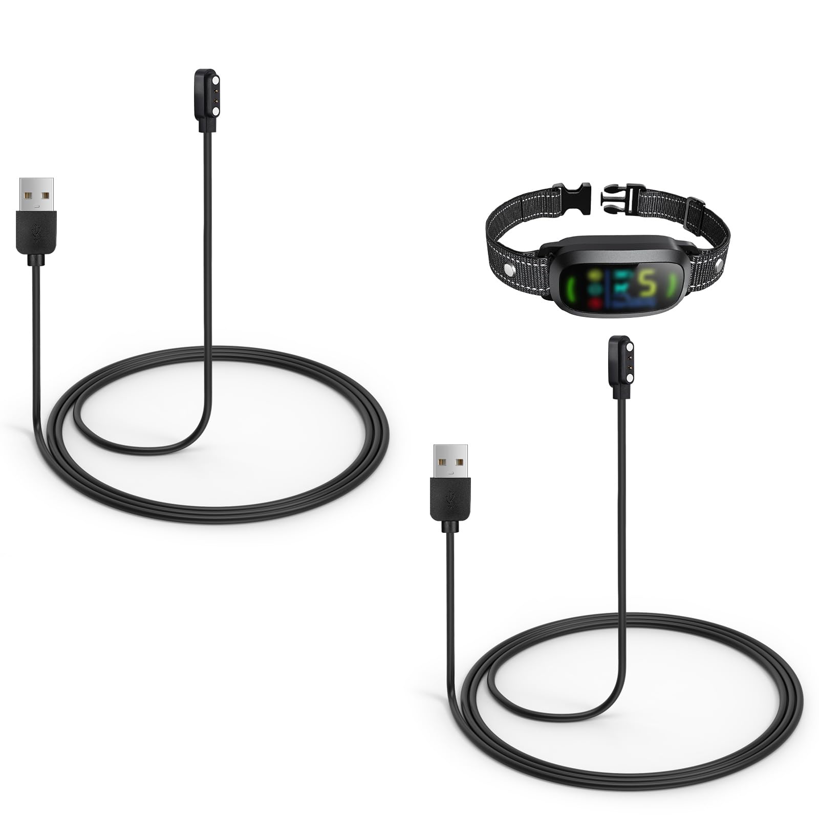 2-Pack Charger Replacement Only For Fafafrog Dog Bark Collar, Magnetic Charging Cable, Black