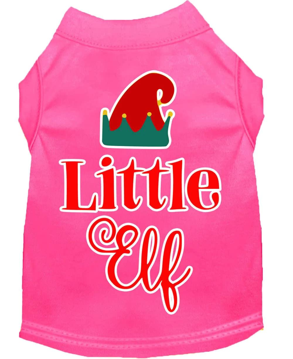 Christmas Pet Dog & Cat Shirt Screen Printed, &quot;Little Elf&quot; Light Pink XL (14-20 lbs.)