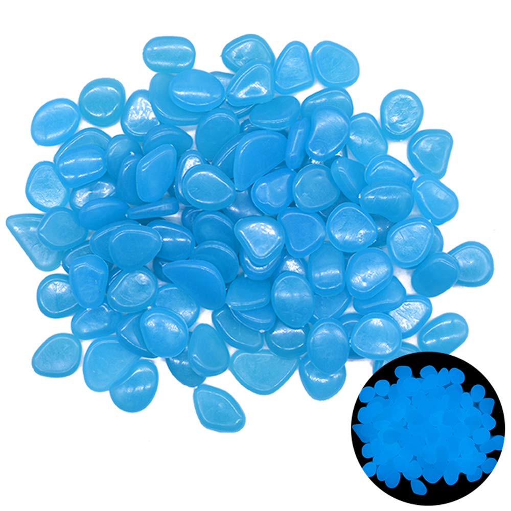 Oubest Glow In The Dark Rocks Glow Pebbles Outdoor Bulk Blue Decorations Stones For Garden Fish Tank Aquarium Walkway Plant Pots (500, Blue)