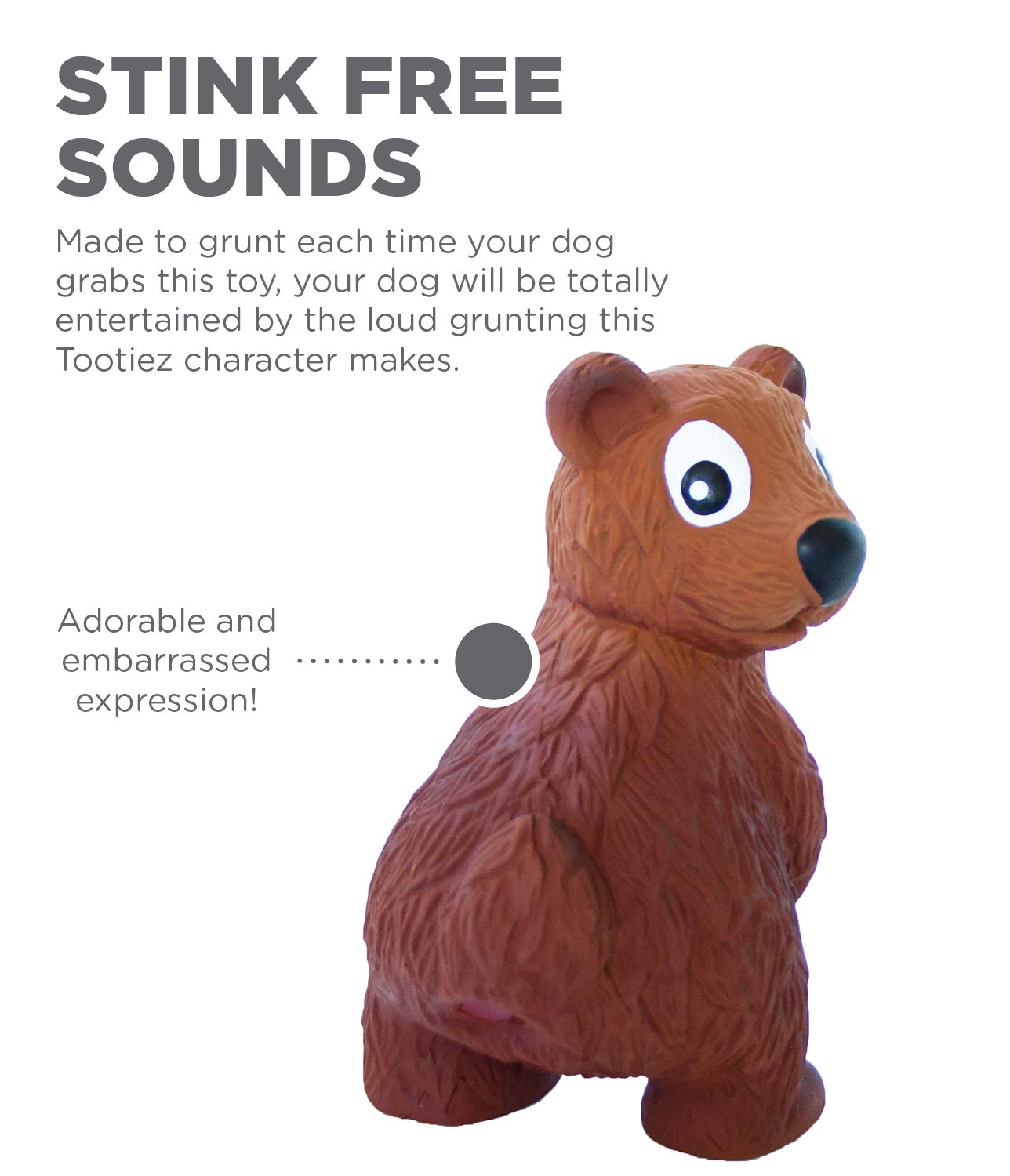 Outward Hound Tootiez Bear Grunting Latex Dog Toy, Small, Brown, Model 67813