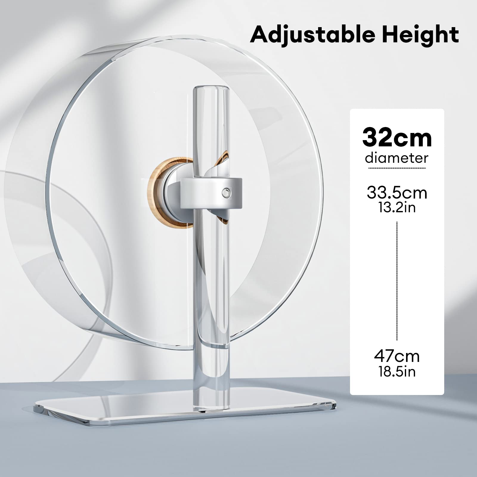 Bucatstate Hamster Wheel Silent 12.5Inch, Acrylic Hamster Exercise Wheel With Stable Adjustable Stand Running Wheel For Golden B