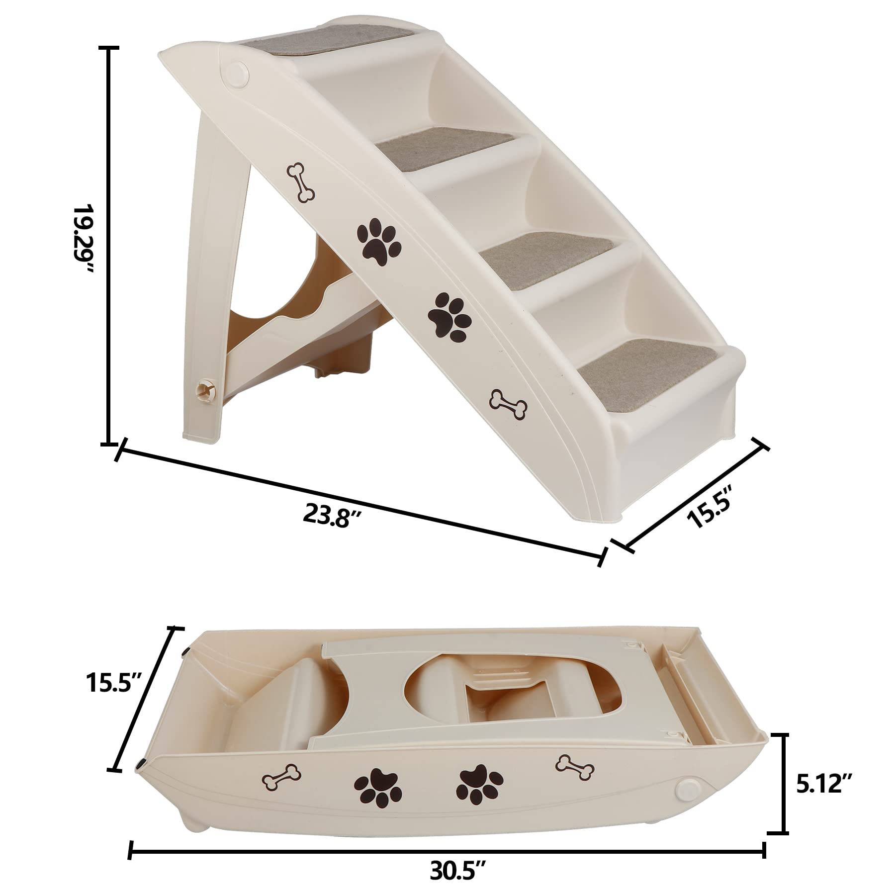 Pet Dog Stairs Steps For High Bed For Small Dogs Washable Carpet Foldable Plastic
