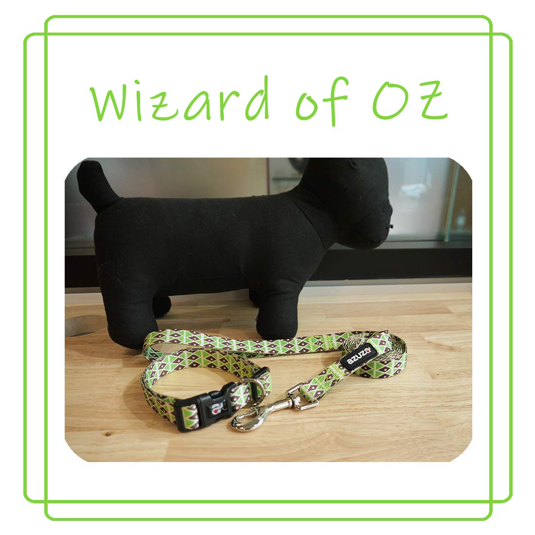 Azuza Dog Collar And Leash Set, Adjustable Nylon Collar With Matching Leash, Green Diamond For Small Dogs