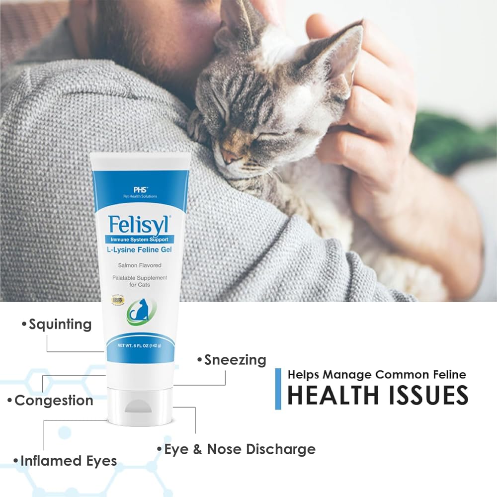 Felisyl L-Lysine Gel for Cats (5oz) - Supports Immune, Respiratory, and Eye Health. Eases Sneezing, Runny Nose, and Watery Eyes.